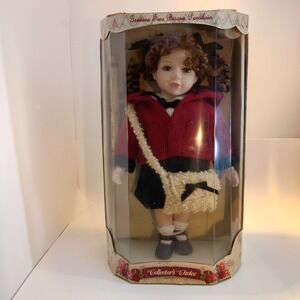 Collectors Choice Bisque Porcelain Doll Limited Edition Red‎ Jacket Green Eyes